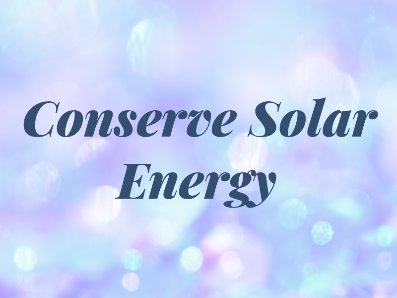 Conserve Solar Energy