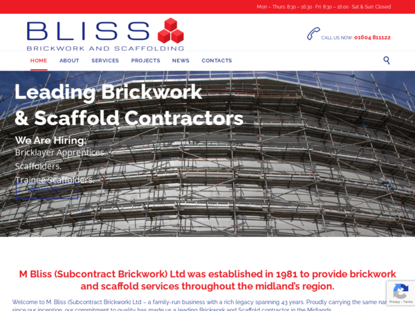 M Bliss Subcontract Brick Work Ltd